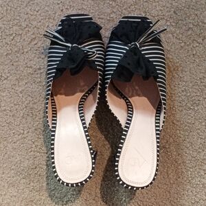 A.D & Daughter S Black & White Striped Slip-On Women’s Heels with Bow Size 7.5